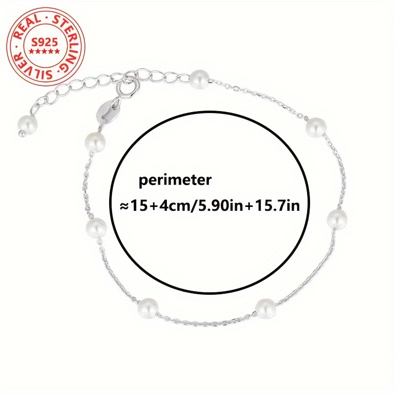 925 Silver Shell Bead Bracelet Platinum Plated